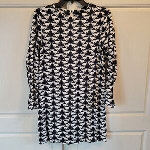 H&M Black White Cat Print Long Sleeve Dress